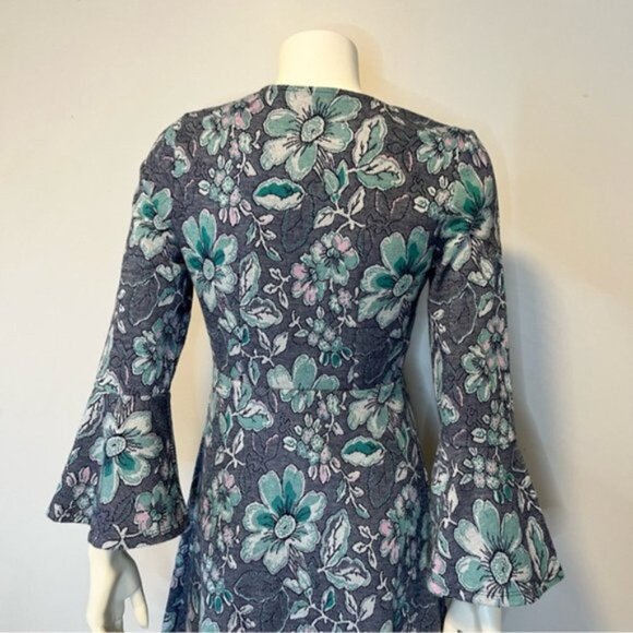 Anthropologie Maeve Blue Gray Florence Swing Dress Size Small - Picture 7 of 12